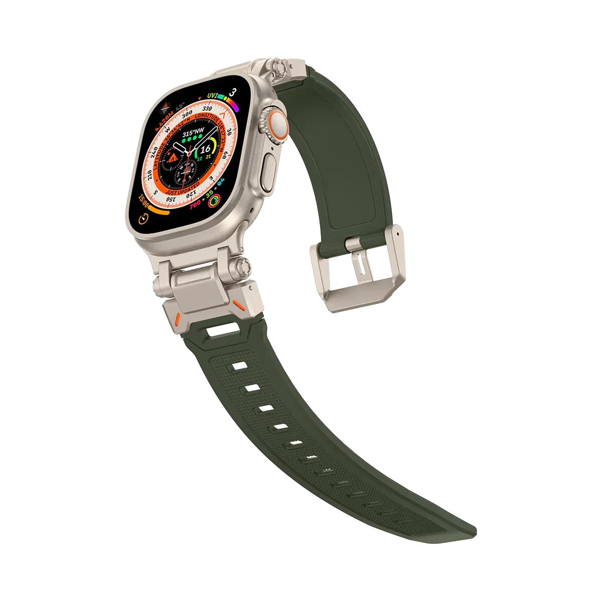 New Titanium Metal Head Silicone Band For Apple Watch