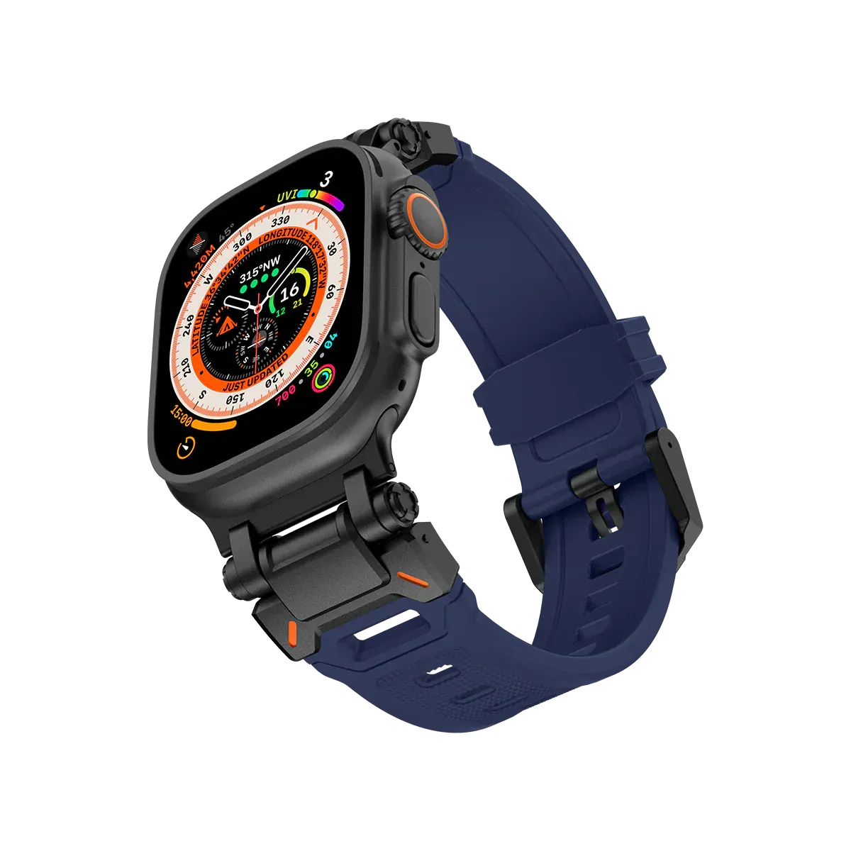 New Titanium Metal Head Silicone Band For Apple Watch