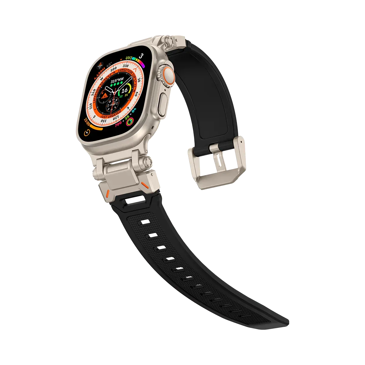 New Titanium Metal Head Silicone Band For Apple Watch