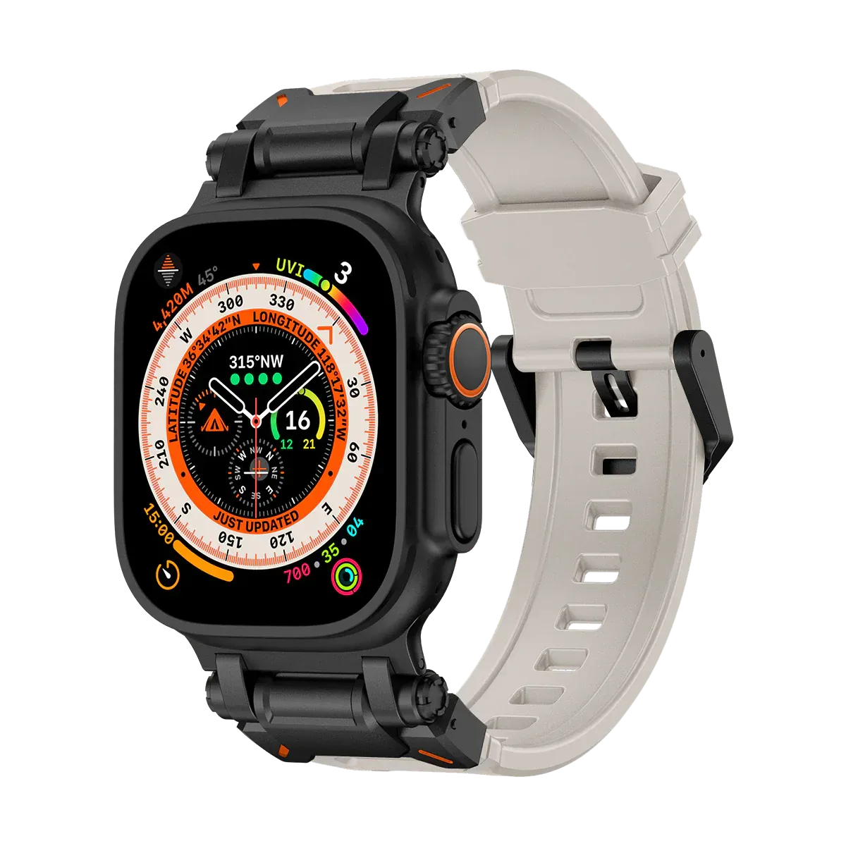 New Titanium Metal Head Silicone Band For Apple Watch