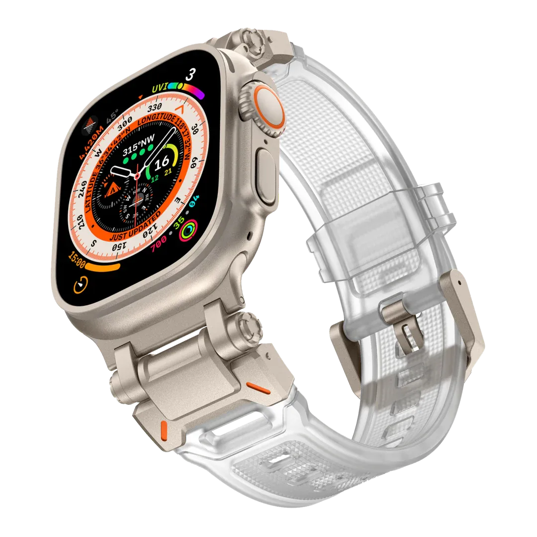 New Titanium Metal Head Silicone Band For Apple Watch