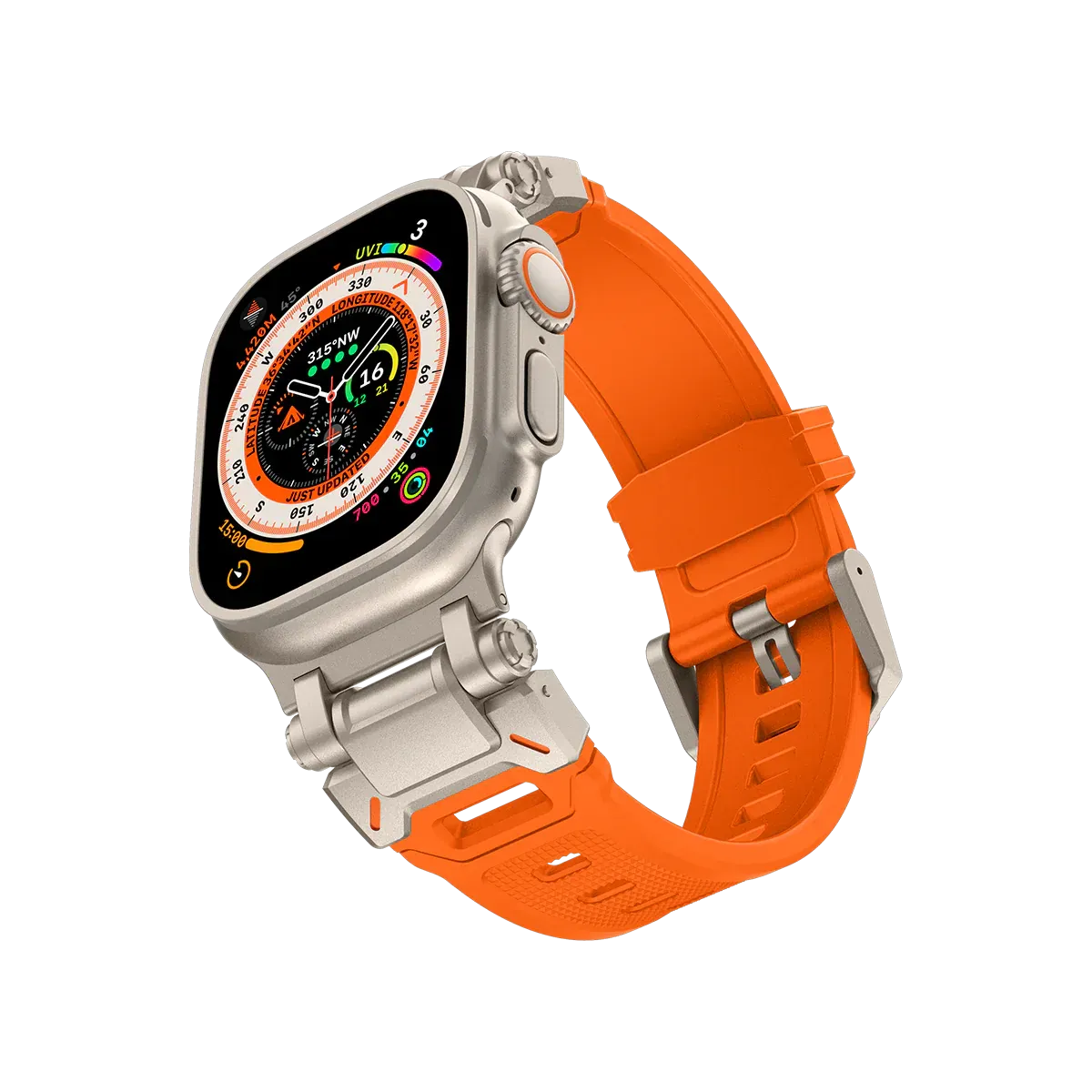 New Titanium Metal Head Silicone Band For Apple Watch