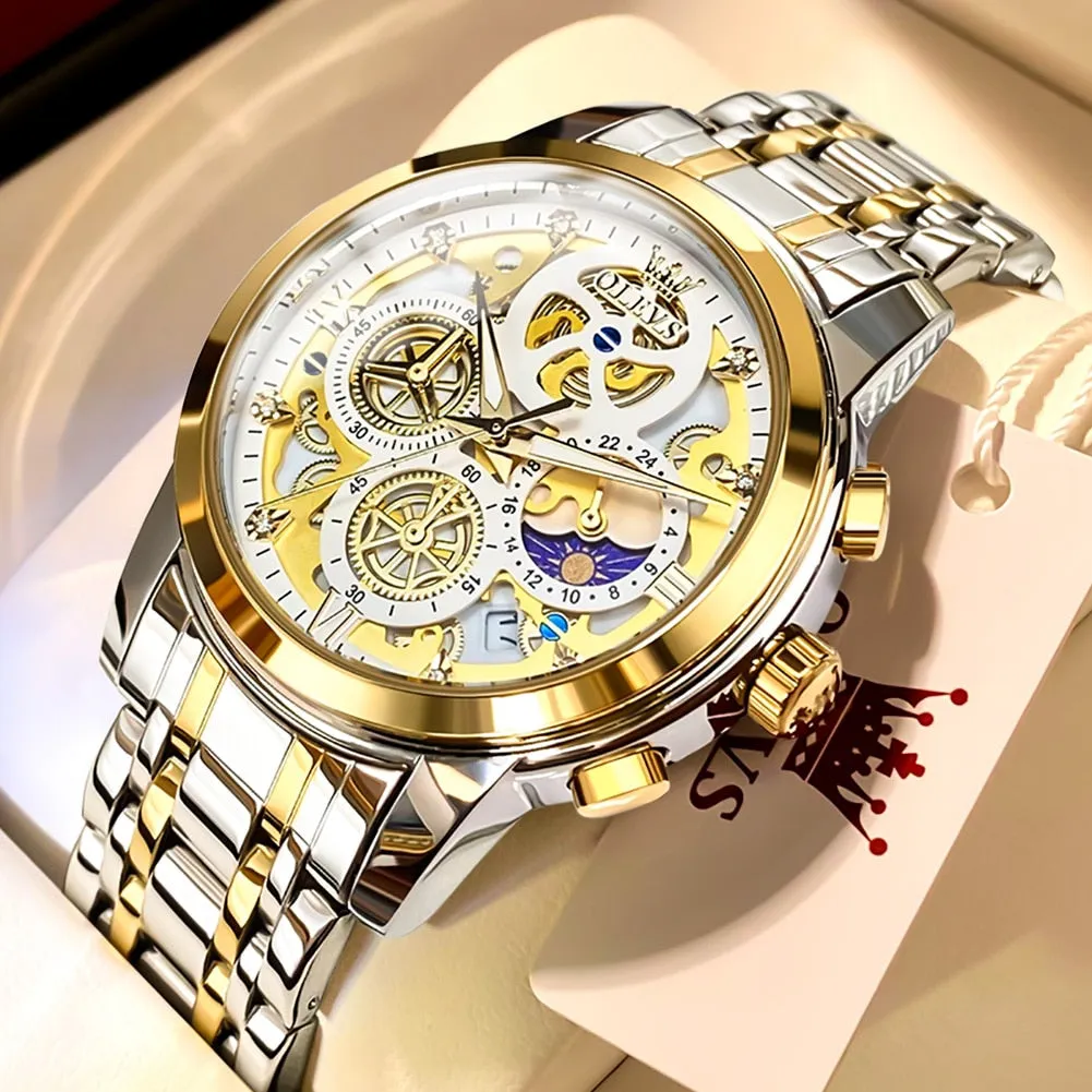 OLEVS Skeleton Men Watches