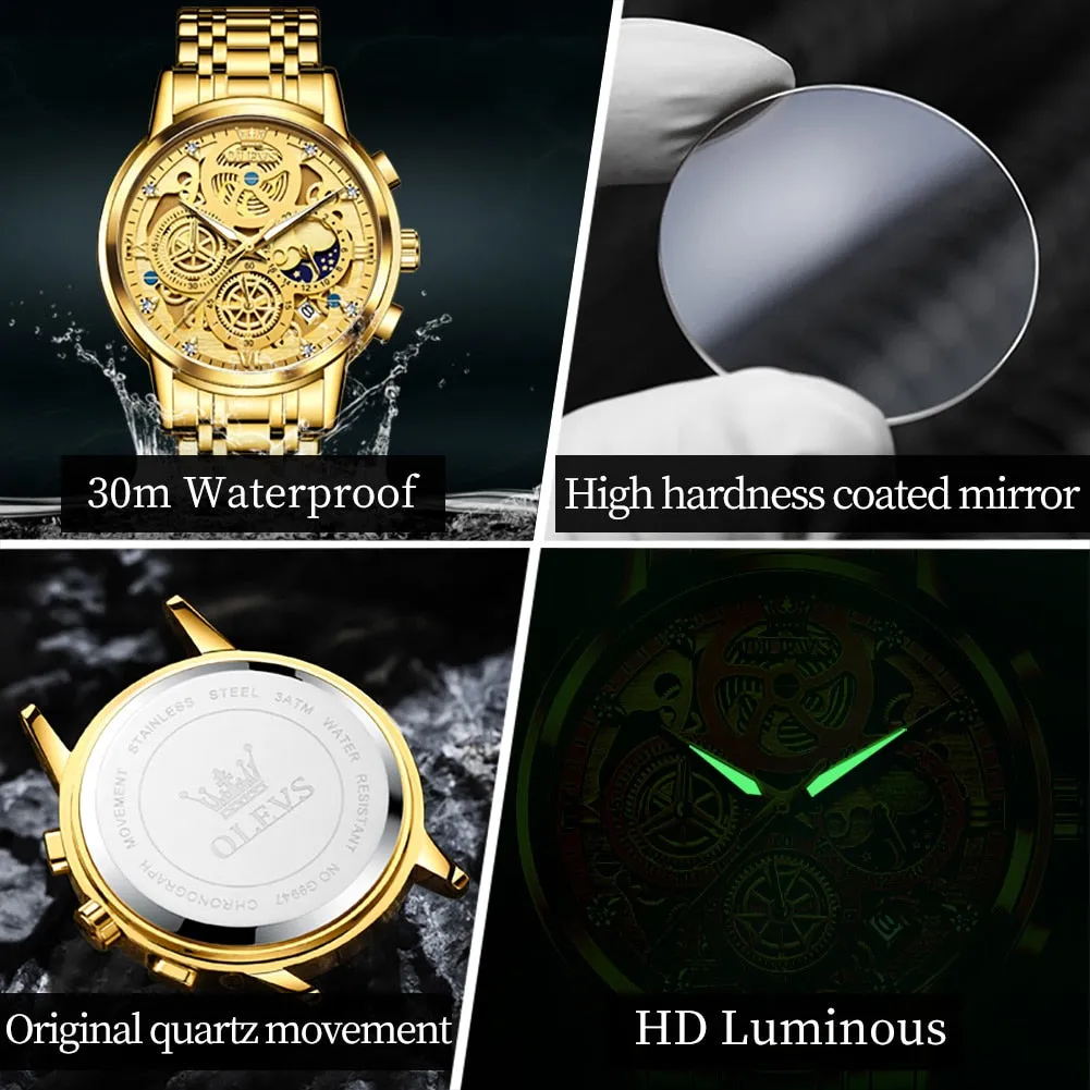 OLEVS Skeleton Men Watches