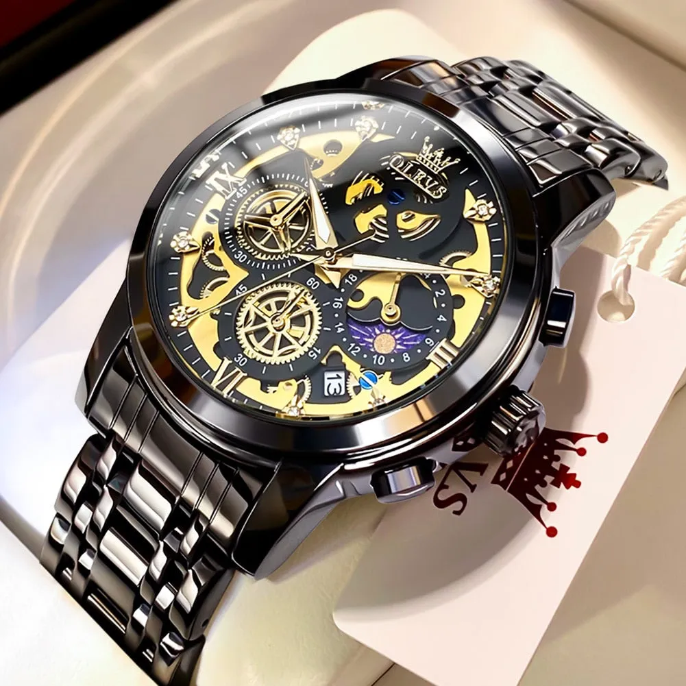 OLEVS Skeleton Men Watches