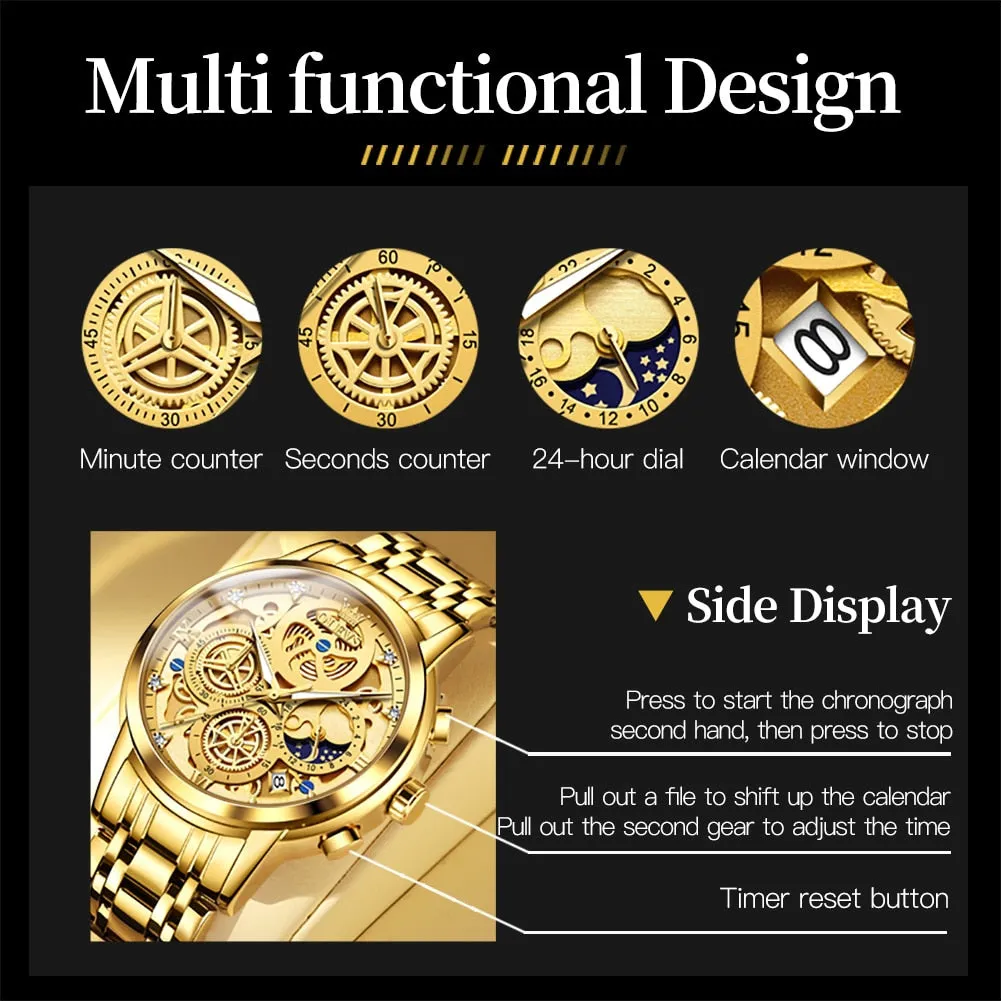 OLEVS Skeleton Men Watches