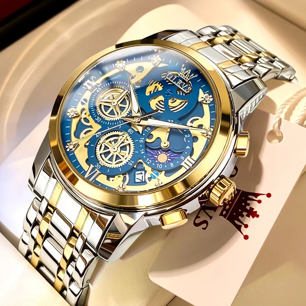 OLEVS Skeleton Men Watches