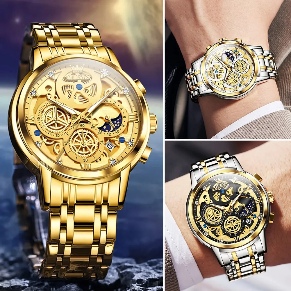 OLEVS Skeleton Men Watches