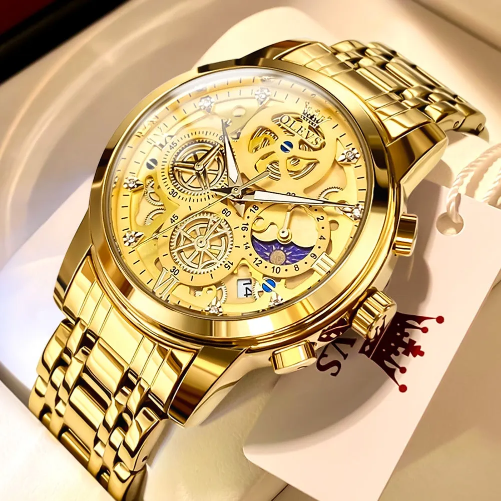OLEVS Skeleton Men Watches