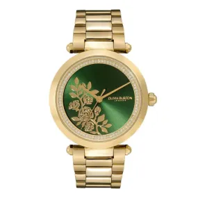 Olivia Burton 34mm Yellow Gold Plated Floral Quartz Watch