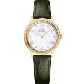 Omega De Ville Prestige 27.5 mm, yellow gold on leather strap