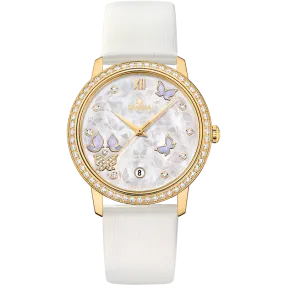 Omega De Ville Prestige 36.8 mm, yellow gold on leather strap