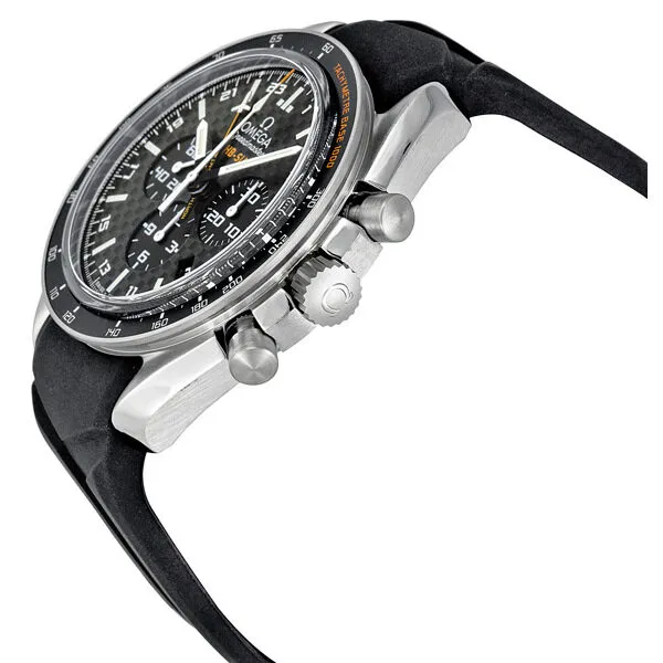 Omega Speedmaster Black Carbon Fibre Dial Chronograph GMT Rubber Men's Watch 321.92.44.52.01.001