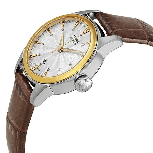 Oris Artelier Date Automatic Silver Dial Brown Leather Ladies Watch 01 561 7687 4351-07 5 14 70FC