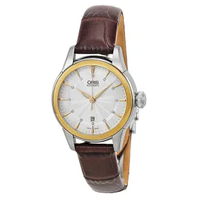 Oris Artelier Date Automatic Silver Dial Brown Leather Ladies Watch 01 561 7687 4351-07 5 14 70FC