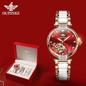 OUPINKE Brand New Women Watch Luminous Waterproof Skeleton Diamond