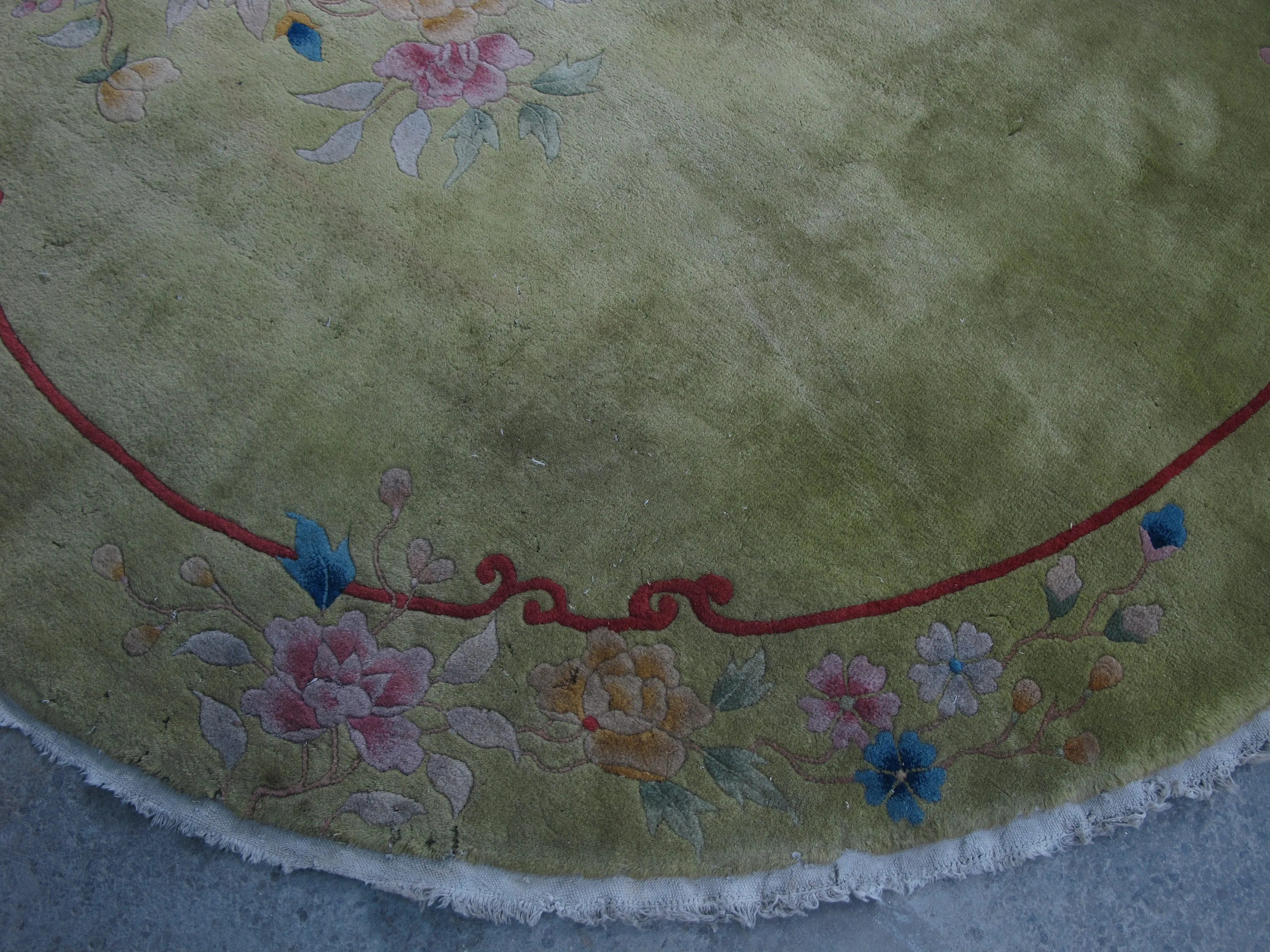 Oval Chinese Art Deco Rug, 9 ft x 8 ft 9 in