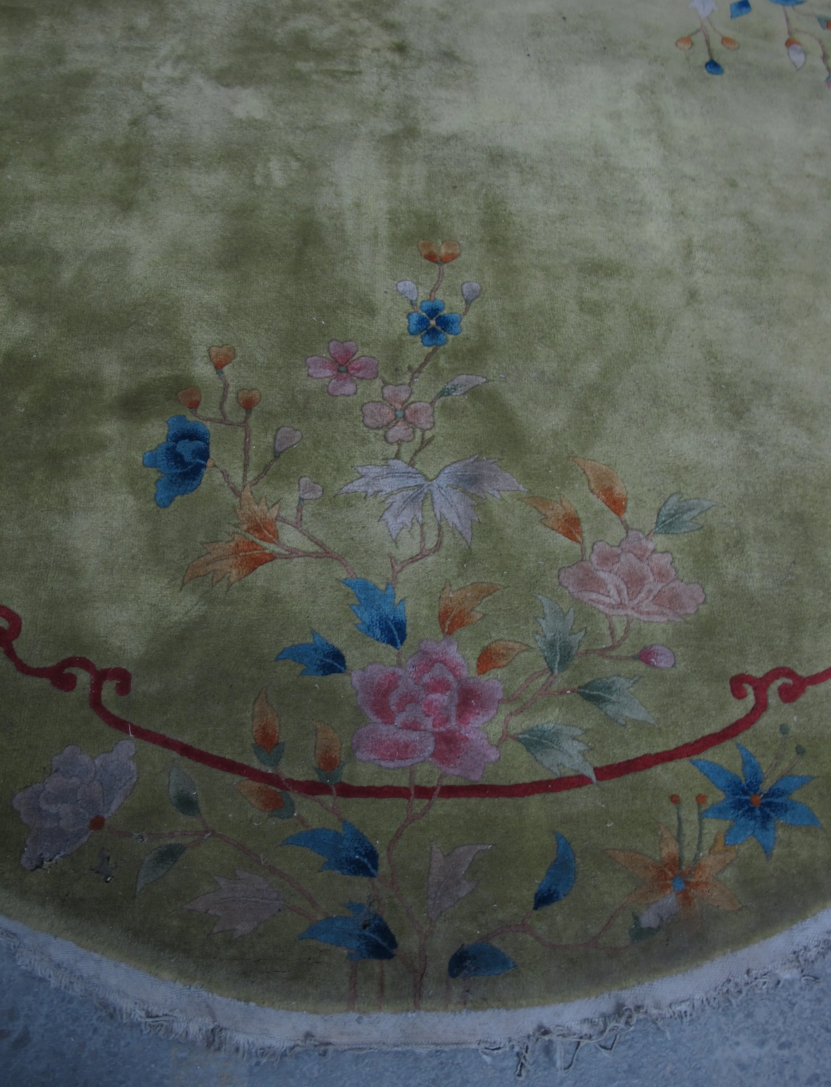 Oval Chinese Art Deco Rug, 9 ft x 8 ft 9 in