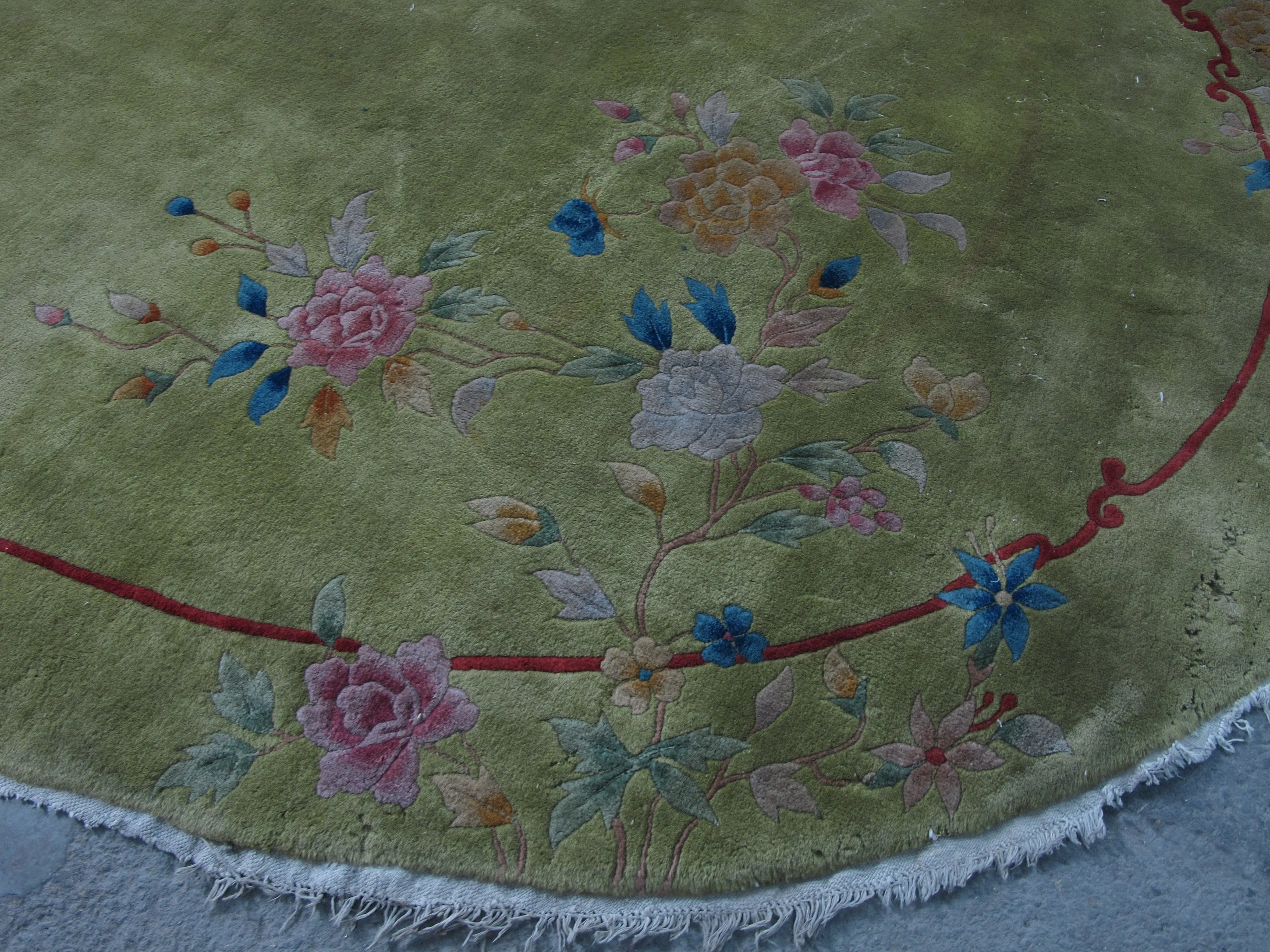 Oval Chinese Art Deco Rug, 9 ft x 8 ft 9 in