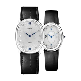 Oval Diamond Couple Watches