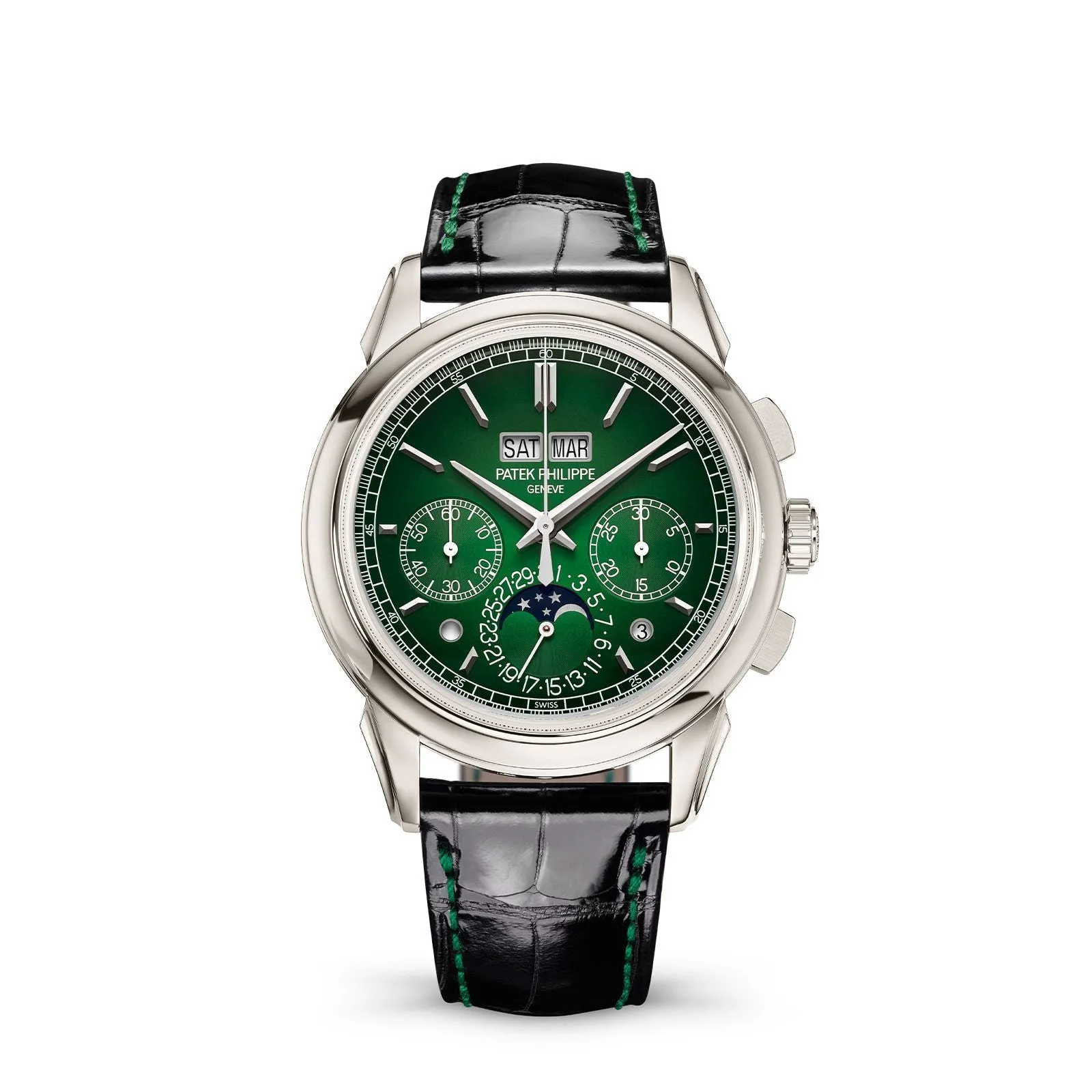 Patek Philippe Grand Complications Perpetual Calendar, Moon Phases & Chronograph, Lacquered Green Dial 5270P-014