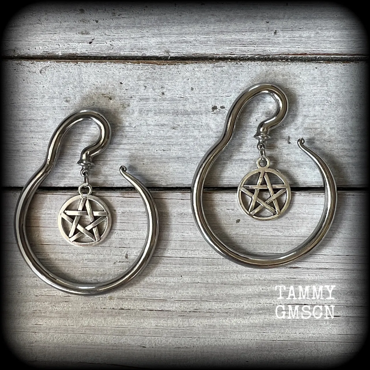 Pentagram ear hangers-Occult ear gauges