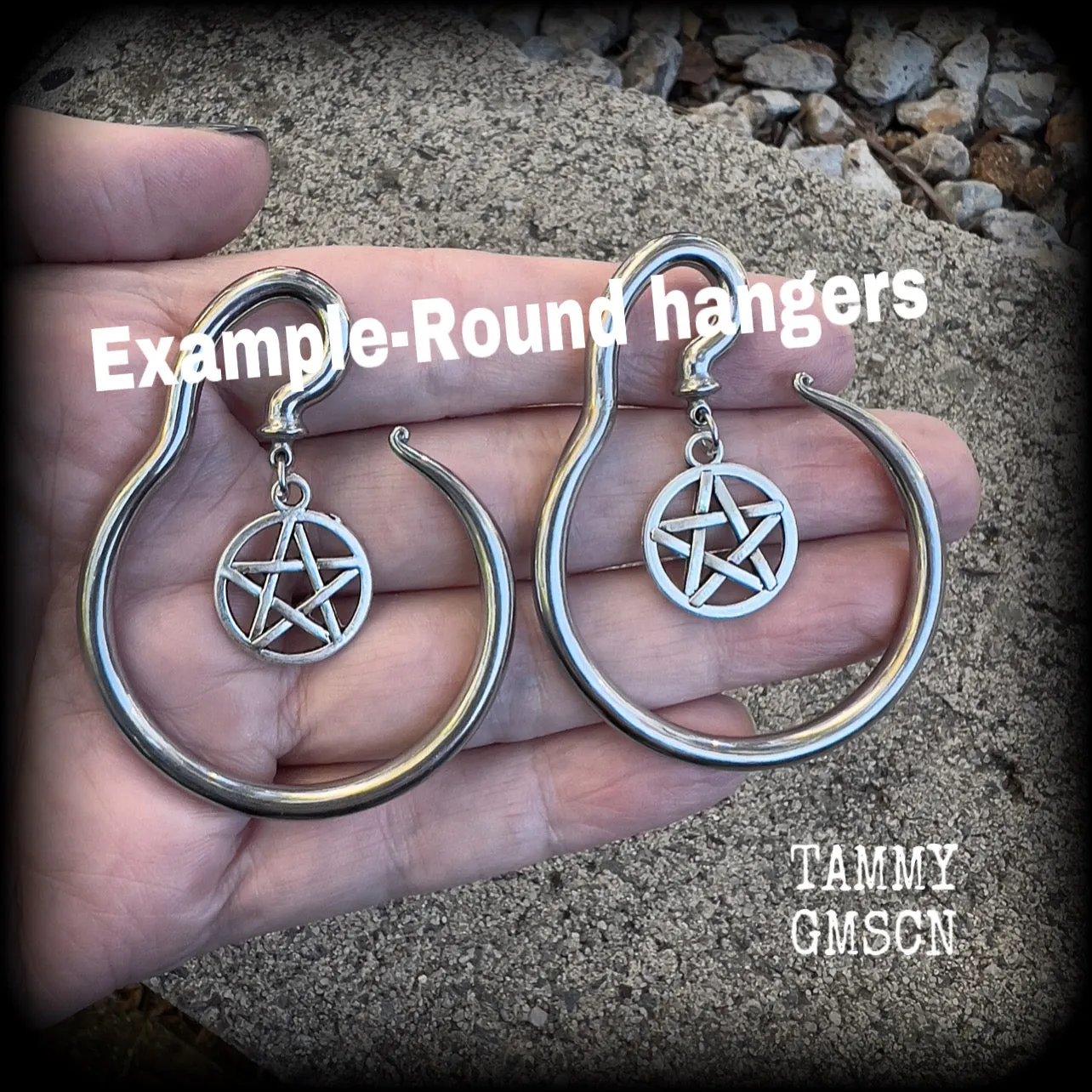 Pentagram ear hangers-Occult ear gauges