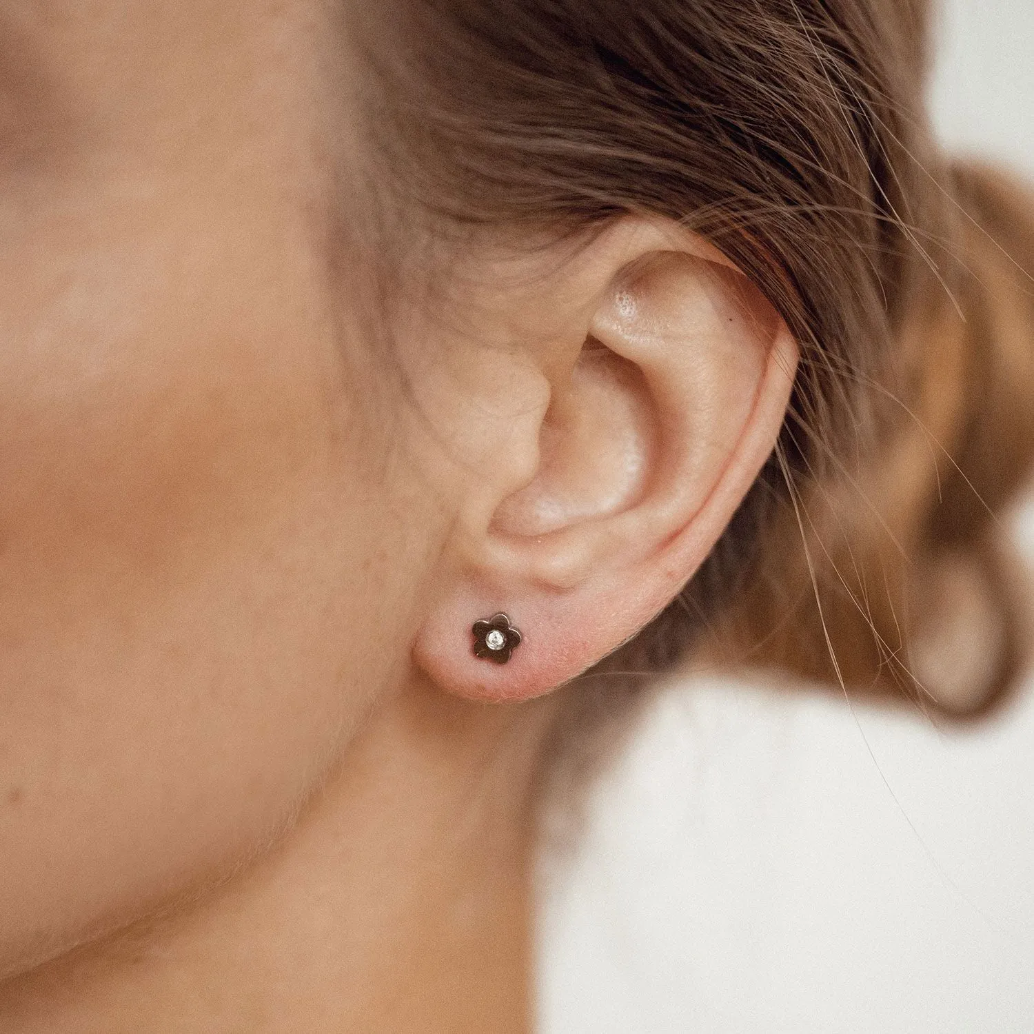 Petite Flower Stud Earrings Silver