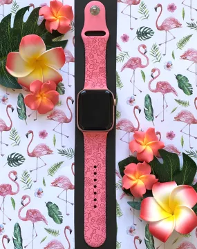 Plumeria Flamingo Watch Band For Apple Watch