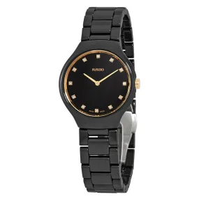Rado True Thinline Black Diamond Dial Ladies Watch R27742722