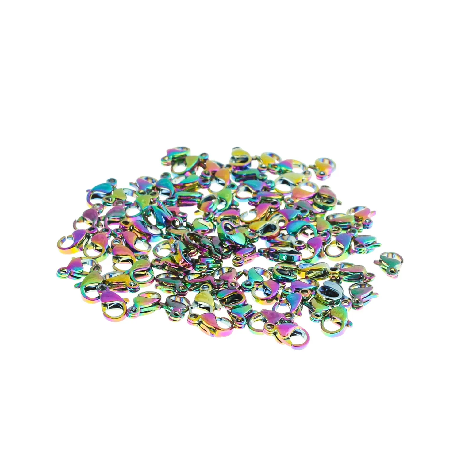 Rainbow Electroplated Stainless Steel Lobster Clasps 9mm x 6mm - 4 Clasps - FF216
