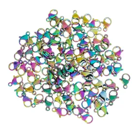 Rainbow Electroplated Stainless Steel Lobster Clasps 9mm x 6mm - 4 Clasps - FF216