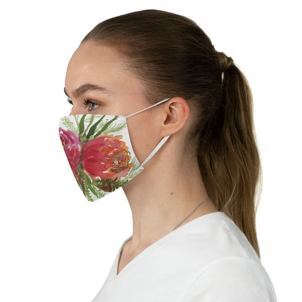 Red Rose Floral Face Mask, Adult Modern Flower Print Fabric Face Mask-Made in USA