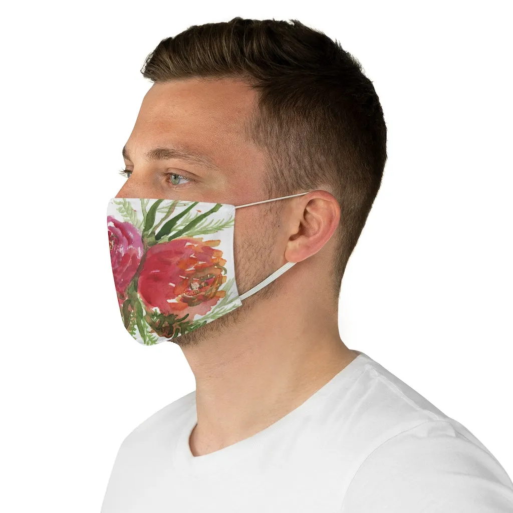 Red Rose Floral Face Mask, Adult Modern Flower Print Fabric Face Mask-Made in USA