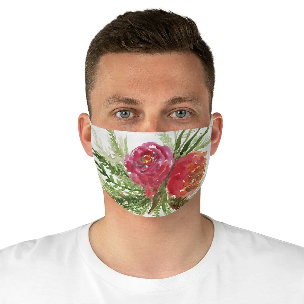 Red Rose Floral Face Mask, Adult Modern Flower Print Fabric Face Mask-Made in USA