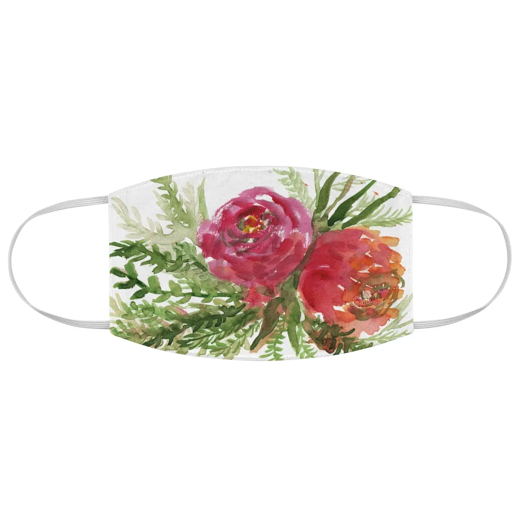 Red Rose Floral Face Mask, Adult Modern Flower Print Fabric Face Mask-Made in USA