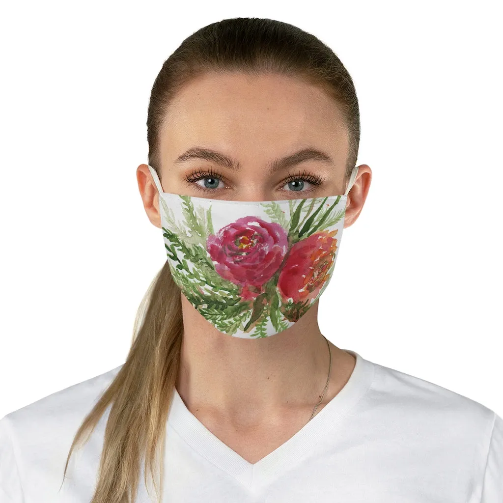 Red Rose Floral Face Mask, Adult Modern Flower Print Fabric Face Mask-Made in USA