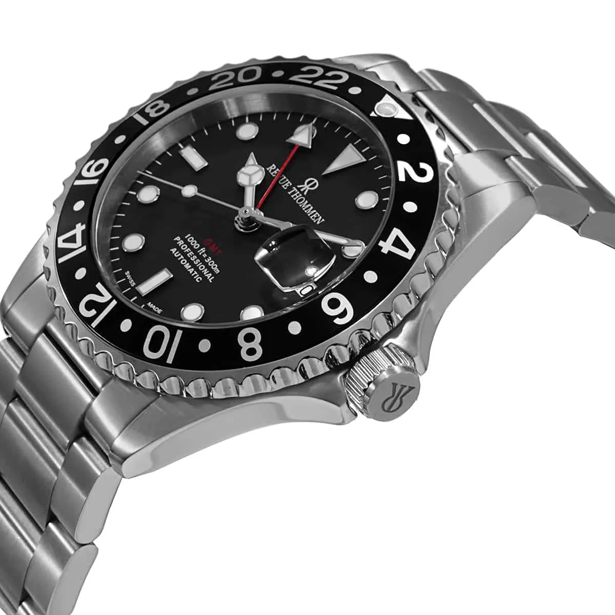 Revue Thommen Men's 17572.2137 'Diver' Black Dial Stainless Steel GMT Automatic Watch