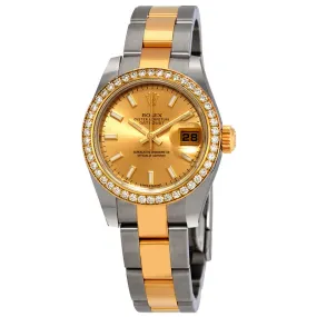 Rolex Datejust 26 Champagne Dial Automatic Diamond Ladies Steel and 18kt Yellow Gold Oyster Watch 179383CSO