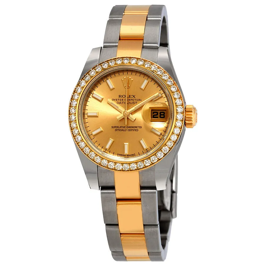 Rolex Datejust 26 Champagne Dial Automatic Diamond Ladies Steel and 18kt Yellow Gold Oyster Watch 179383CSO