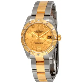 Rolex Datejust 31 Champagne Floral Dial Automatic Ladies Steel and 18 kt Gold Oyster Watch 178313CFO