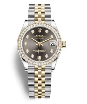 Rolex Datejust 31 Dark Grey Diamond Dial Ladies Steel and 18kt Yellow Gold Jubilee Watch 278383GYDJ