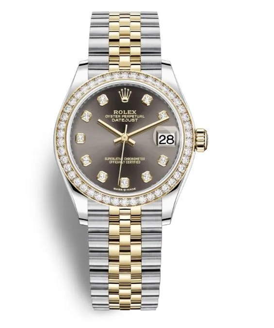 Rolex Datejust 31 Dark Grey Diamond Dial Ladies Steel and 18kt Yellow Gold Jubilee Watch 278383GYDJ