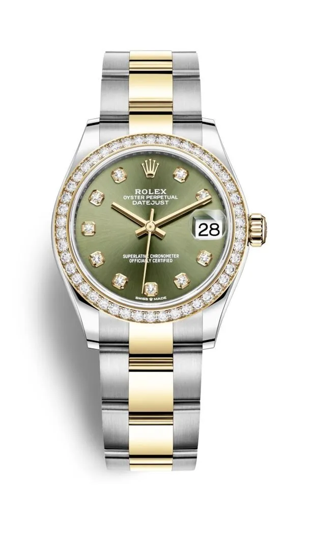 Rolex Datejust 31 Olive Green Diamond Dial Automatic Ladies Steel and 18kt Yellow Gold Oyster Watch 278383GNDO