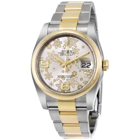 Rolex Datejust 36 Silver Floral Dial Stainless Steel and 18K Yellow Gold Oyster Bracelet Automatic Unisex Watch 116203SFO
