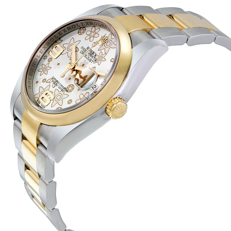 Rolex Datejust 36 Silver Floral Dial Stainless Steel and 18K Yellow Gold Oyster Bracelet Automatic Unisex Watch 116203SFO