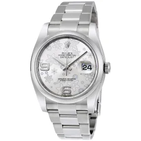 Rolex Datejust 36 Silver floral Dial Stainless Steel Oyster Bracelet Automatic Ladies Watch 116200SFAO