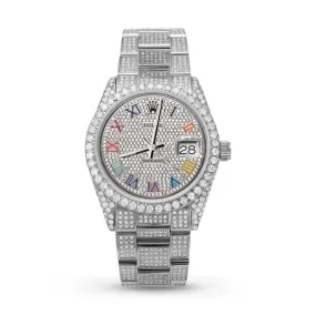 Rolex Datejust Diamond Bezel Watch 36mm Rainbow Roman Dial | 11ct