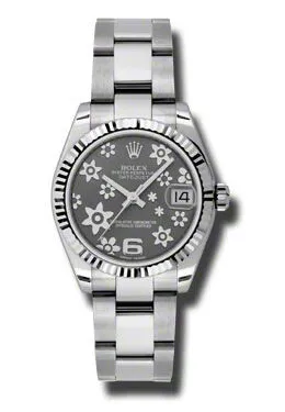 Rolex Datejust Lady 31 Dark Rodium Raised Floral Motif Dial Stainless Steel Oyster Bracelet Automatic Watch 178274RFAO