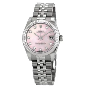 Rolex Datejust Lady 31 Pink Mother-of-pearl with Diamonds Dial Stainless Steel Jubilee Bracelet Automatic Watch 178274PMDJ